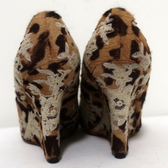 Valentino Wedge Pump Leopard Print Calf Hair Sz 37 - Picture 8 of 11